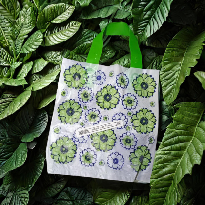 Z067 23x25cm 50 lembar KECIL tas kantong soft handle plastik ornamen souvenir