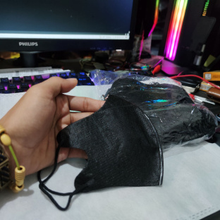 Z338 50BIJI MASKER HITAM DEWASA TALI KUPING DUCKBILL TANPA BOX KEMASAN