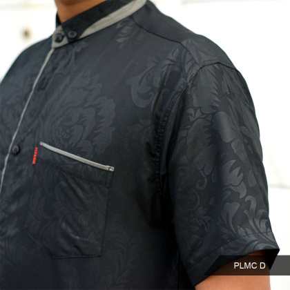 Z609 PLMC hem embos kemeja pria lengan pendek