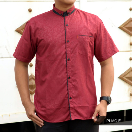 Z609 PLMC hem embos kemeja pria lengan pendek