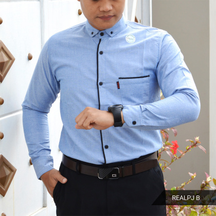 Z641 Original iTFASH baju kemeja hem pria polos lengan panjang ospot oxford