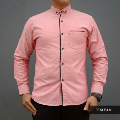Z641 Original iTFASH baju kemeja hem pria polos lengan panjang ospot oxford