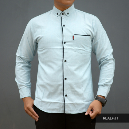 Z641 Original iTFASH baju kemeja hem pria polos lengan panjang ospot oxford