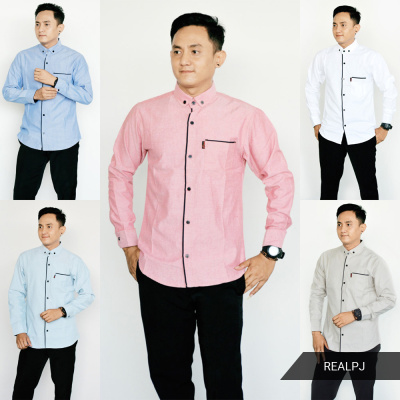 Z641 Original iTFASH baju kemeja hem pria polos lengan panjang ospot oxford
