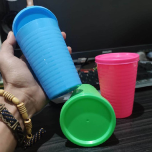 Z208 Medium 350ML 11x7cm Gelas anak + tutup ori KMP BPL019 salur ulir Lentur anti pecah