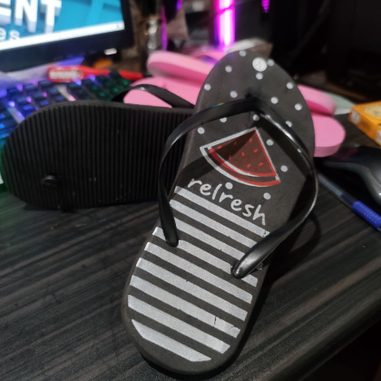 Z018 SANDAL CEWEK SPON BUSA RINGAN KARAKTER SMILE NANAS SEMANGKA