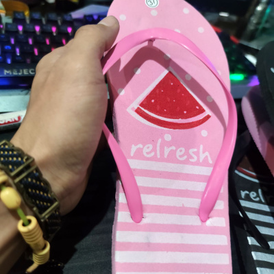 Z018 SANDAL CEWEK SPON BUSA RINGAN KARAKTER SMILE NANAS SEMANGKA