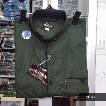 Z715 PLDV Hem polos pria lengan pendek