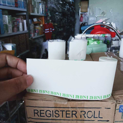 Z405 57 x 30 mm LOGO BANK Kertas thermal hitam kasir EDC ATM