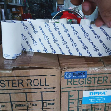 Z405 57 x 30 mm LOGO BANK Kertas thermal hitam kasir EDC ATM