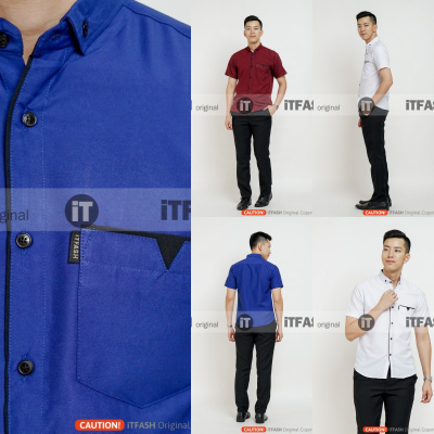 Z715 PLDV Hem polos pria lengan pendek