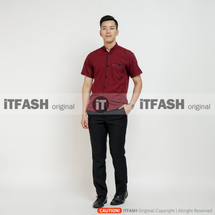 Z715 PLDV Hem polos pria lengan pendek