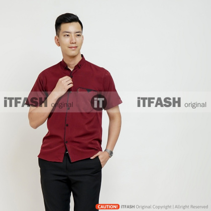 Z715 PLDV Hem polos pria lengan pendek