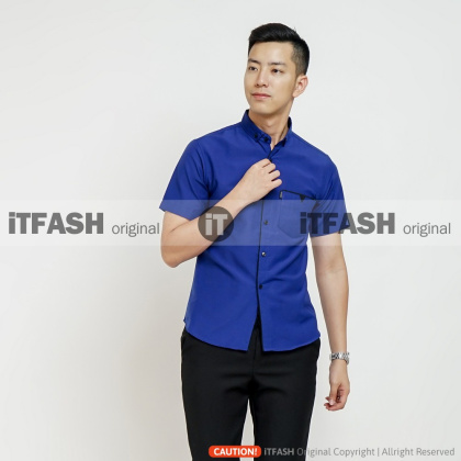 Z715 PLDV Hem polos pria lengan pendek