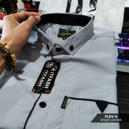 Z715 PLDV Hem polos pria lengan pendek