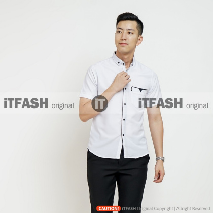 Z715 PLDV Hem polos pria lengan pendek