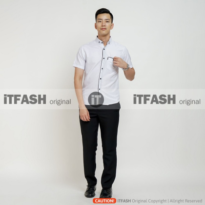 Z715 PLDV Hem polos pria lengan pendek