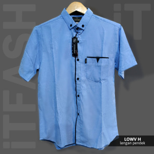 Z714 Kemeja Pria LOWV Hem polos pria ospot lengan pendek