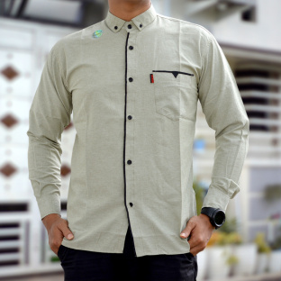 Z699 LWPV kemeja pria lengan panjang POLOS ospot halus tipis