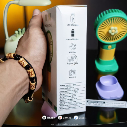 Z820 KIPAS PORTABLE HANDHELD FAN MINI KIPAS TANGAN ELEKTRIK USB + BATERAI TANAM + HOLDER TATAKAN