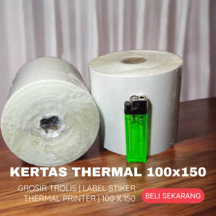 Z188 ukuran 100x150 isi 500 lembar kertas thermal label stiker lipat ROLL