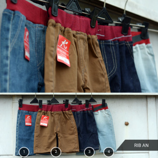 Z498 0-2th Kokopelli Celana Pendek Anak RIB RIP kolor Polos Label