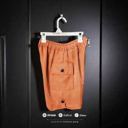 Z879 CELANA PENDEK WANITA HOTPANTS COKLAT KOLOR SAKU KIMPUL KANAN KIRI