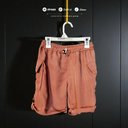 Z879 CELANA PENDEK WANITA HOTPANTS COKLAT KOLOR SAKU KIMPUL KANAN KIRI