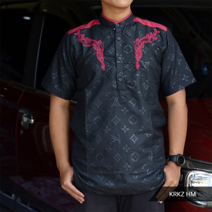 Z708 KRKZ Koko distro kurta pria lengan pendek embos bordir