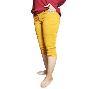 Z791 CELANA PENDEK 7/8 SOFT JEANS CELANA PENDEK WANITA KUNING KUNYIT