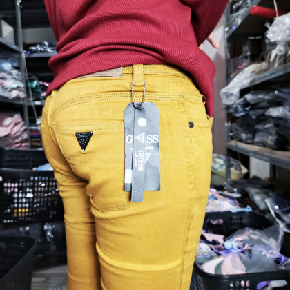 Z791 CELANA PENDEK 7/8 SOFT JEANS CELANA PENDEK WANITA KUNING KUNYIT