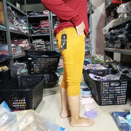 Z791 CELANA PENDEK 7/8 SOFT JEANS CELANA PENDEK WANITA KUNING KUNYIT