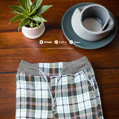 Z743 2-4TH CELANA PANJANG ANAK DRIL RIP MOTIF KOTAK BAYI BALITA PAUD TK