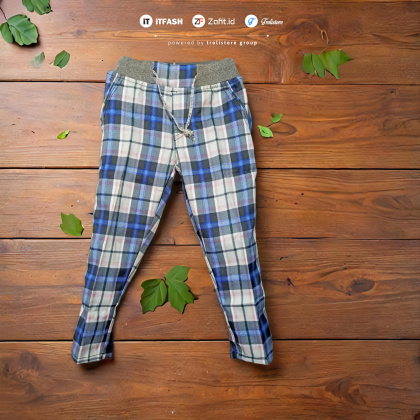 Z743 2-4TH CELANA PANJANG ANAK DRIL RIP MOTIF KOTAK BAYI BALITA PAUD TK