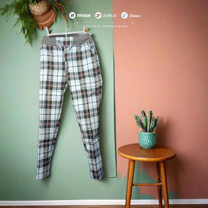 Z743 2-4TH CELANA PANJANG ANAK DRIL RIP MOTIF KOTAK BAYI BALITA PAUD TK