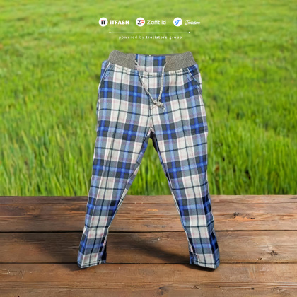 Z743 2-4TH CELANA PANJANG ANAK DRIL RIP MOTIF KOTAK BAYI BALITA PAUD TK