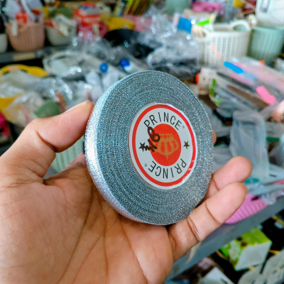 Y971 Pita perak ukuran lebar 3/8 atau ± 1cm panjang roll 18m