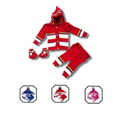 Z455 3in1 size bayi 0-1th jaket sweater rajut + kaos kaki + celana + hanger