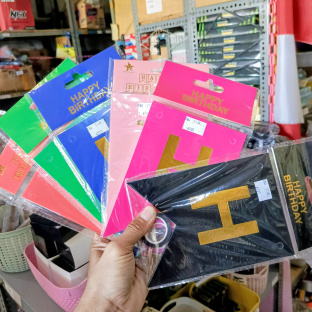 Z763 Banner kertas Happy Birthday Warna Warni Backdrop Pesta Bendera Bunting Ultah Segilima