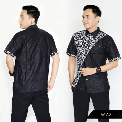 Z754 Obral Motif WARNA Hem Batik pria lengan pendek
