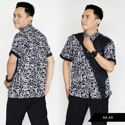 Z754 Obral Motif WARNA Hem Batik pria lengan pendek