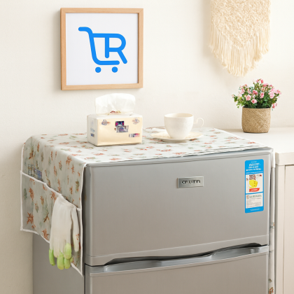 Z970 125x53 cm cover taplak kulkas plastik eva raincoat 4 kantong anti air